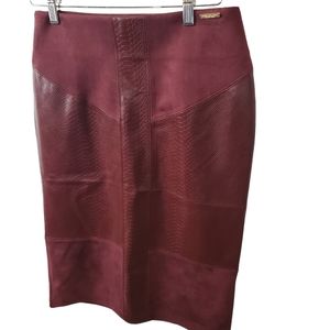 MARC NEW YORK Burgundy Wine Faux Leather Suede Pencil Skirt Women's Size XS